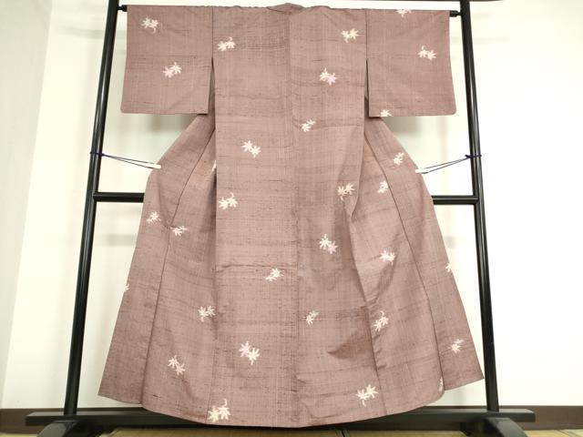 平和屋着物▽上質な紬 単衣 楓文 正絹 逸品 DAAT9905az