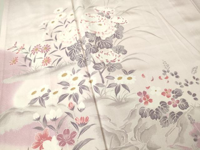 平和屋着物▽訪問着 単衣 草花文 暈し染め 正絹 逸品 未使用 DAAT9906az