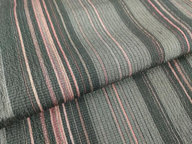 平和屋着物▽本塩沢 単衣 縞 正絹 逸品 DAAT9907az