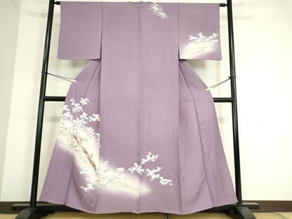 平和屋着物▽訪問着 単衣 水辺風景人物文 暈し染め 金彩 正絹 逸品 DAAT9908az