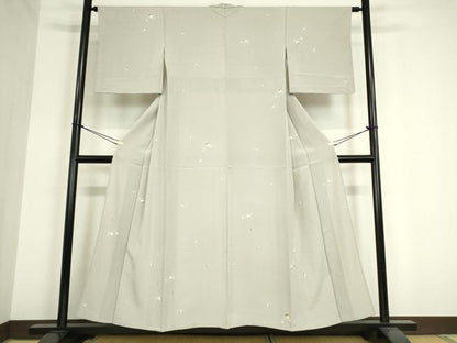 平和屋着物▽上質な小紋　単衣　友禅　舞花文　正絹　逸品　DAAT9910az