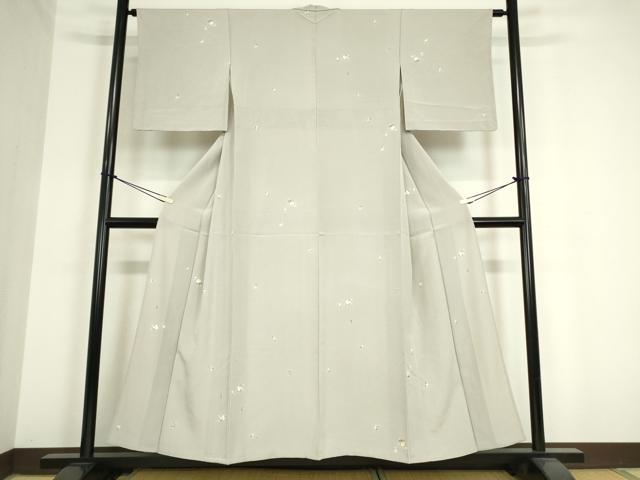平和屋着物▽上質な小紋　単衣　友禅　舞花文　正絹　逸品　DAAT9910az