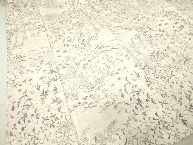 平和屋着物▽上質な小紋 単衣 紬地 草花文 正絹 逸品 DAAT9914az