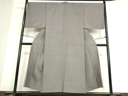 平和屋着物▽男性　お召　単衣　源氏鼠色　正絹　逸品　DAAT9916az