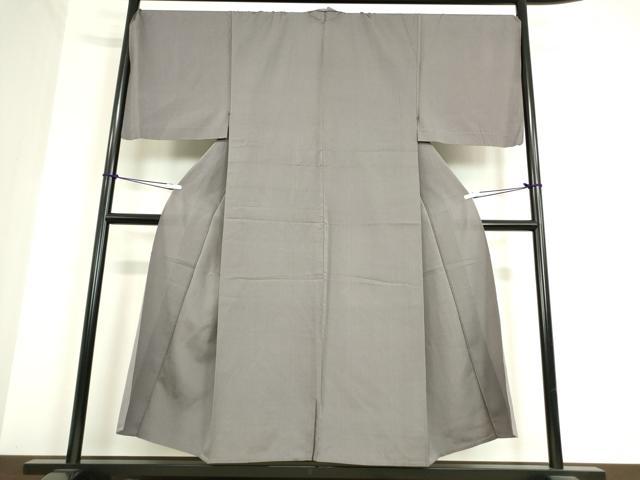 平和屋着物▽男性　お召　単衣　源氏鼠色　正絹　逸品　DAAT9916az