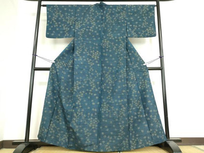 平和屋着物▽上質な紬 単衣 枝葉文 正絹 逸品 DAAT9917az