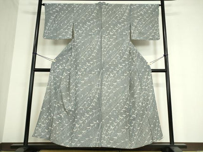 平和屋着物▽上質な小紋　単衣　たたき染め　裏菊　正絹　逸品　DAAT9919az