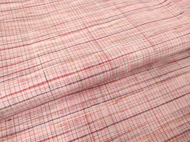 平和屋着物▽上質な紬 単衣 格子 正絹 逸品 DAAT9920az