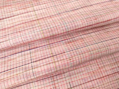 平和屋着物▽上質な紬 単衣 格子 正絹 逸品 DAAT9920az