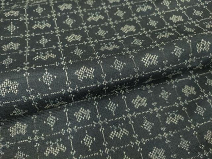 平和屋着物▽上質な紬　単衣　格子花文　正絹　逸品　DAAT9921az