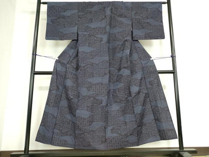 平和屋着物▽結城紬 単衣 霞取り花文 証紙付き 正絹 逸品 DAAT9922az