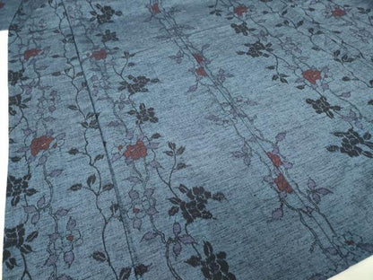 平和屋着物▽上質な紬 単衣 枝花文 正絹 逸品 DAAT9924az