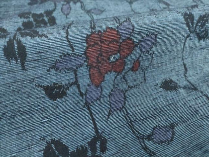 平和屋着物▽上質な紬 単衣 枝花文 正絹 逸品 DAAT9924az
