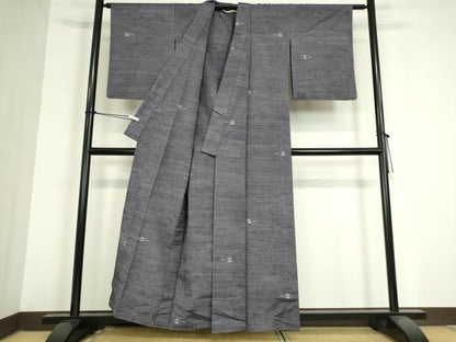 平和屋着物▽上質な紬 単衣 燕絣 正絹 逸品 DAAT9925az
