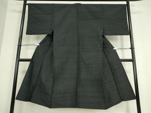 平和屋着物▽男性 紬 単衣 黒色 正絹 逸品 DAAT9929az