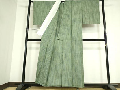 平和屋着物▽上質な紬 単衣 縞 正絹 逸品 DAAT9931az