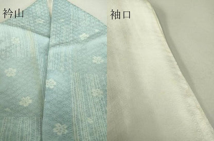 平和屋着物▽上質な小紋 単衣 市松舞桜文 正絹 逸品 DAAT9932az