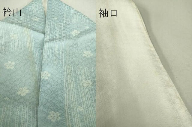 平和屋着物▽上質な小紋 単衣 市松舞桜文 正絹 逸品 DAAT9932az