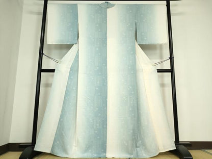 平和屋着物▽上質な小紋 単衣 市松舞桜文 正絹 逸品 DAAT9932az