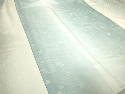平和屋着物▽上質な小紋 単衣 市松舞桜文 正絹 逸品 DAAT9932az