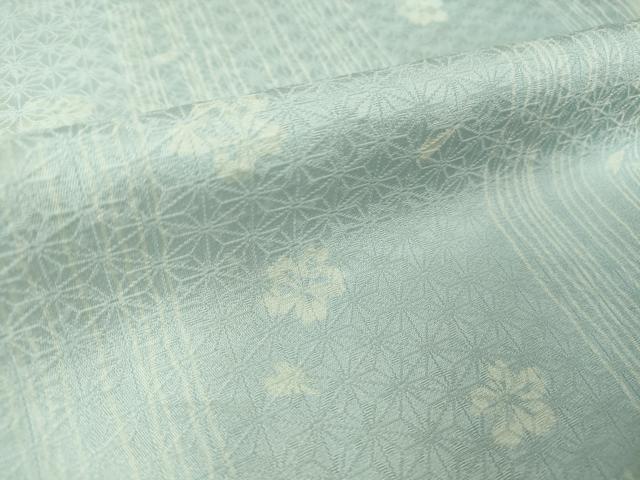 平和屋着物▽上質な小紋 単衣 市松舞桜文 正絹 逸品 DAAT9932az