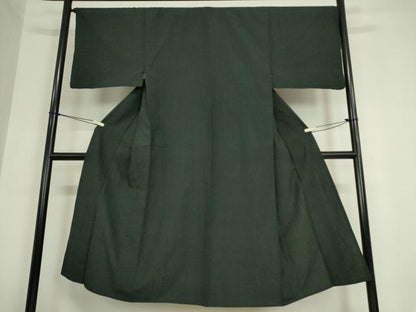 平和屋着物▽男性　紬　単衣　黒色　正絹　逸品　DAAT9934az