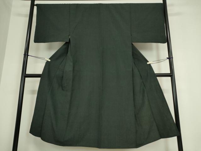 平和屋着物▽男性　紬　単衣　黒色　正絹　逸品　DAAT9934az