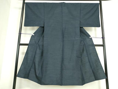 平和屋着物▽男性 紬 単衣 濃藍色 正絹 逸品 DAAT9939az