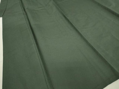 平和屋着物▽男性　お召　単衣　革色　正絹　逸品　DABG0579az