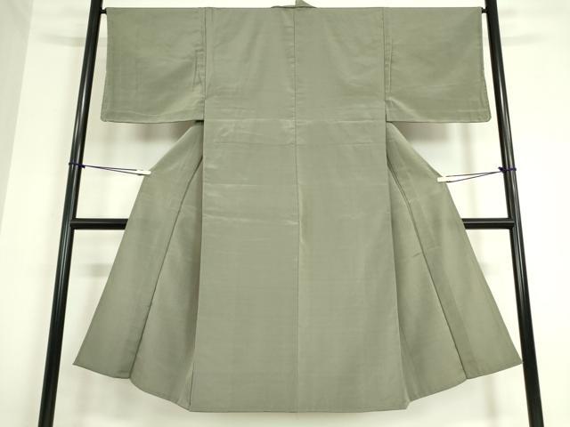 平和屋着物▽男性 お召 単衣 縞 深川鼠色 正絹 逸品 DAAT9941az