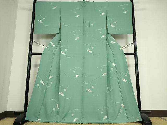 平和屋着物▽上質な小紋 単衣 地紙花文 正絹 逸品 DAAT9942az