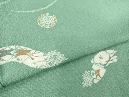 平和屋着物▽上質な小紋 単衣 地紙花文 正絹 逸品 DAAT9942az