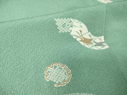 平和屋着物▽上質な小紋 単衣 地紙花文 正絹 逸品 DAAT9942az