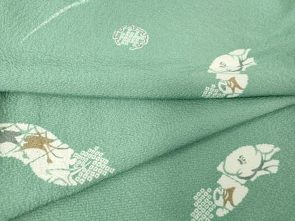 平和屋着物▽上質な小紋 単衣 地紙花文 正絹 逸品 DAAT9942az