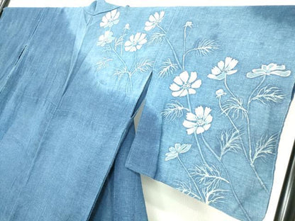 平和屋着物▽訪問着 単衣 草花文 ろうけつ染め 綿 逸品 DAAT9943az
