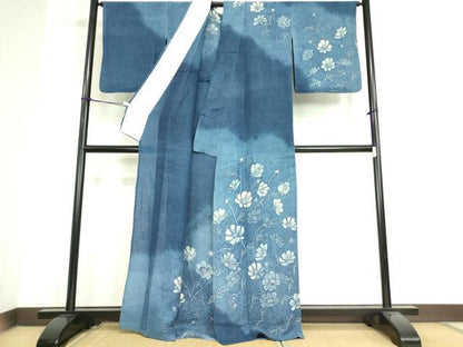 平和屋着物▽訪問着 単衣 草花文 ろうけつ染め 綿 逸品 DAAT9943az