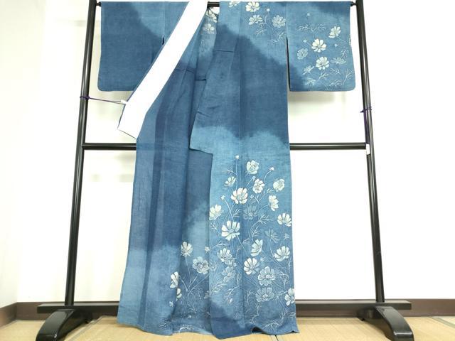 平和屋着物▽訪問着 単衣 草花文 ろうけつ染め 綿 逸品 DAAT9943az