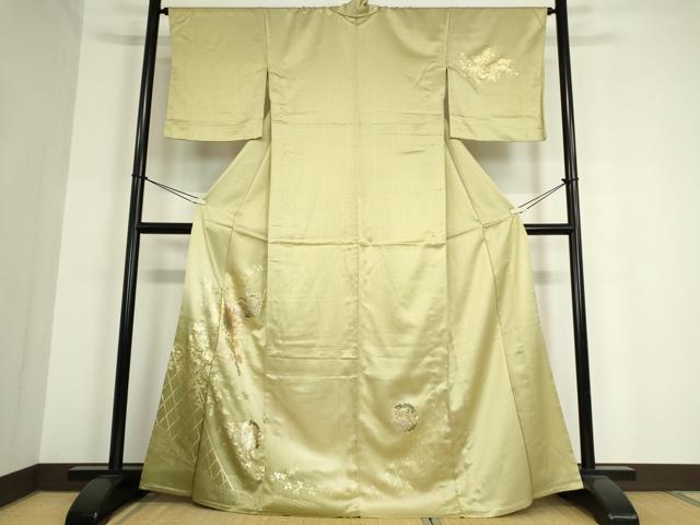 平和屋着物▽訪問着 単衣 雪輪花文 暈し染め 金彩 正絹 逸品 DAAT9949az