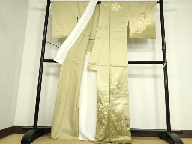 平和屋着物▽訪問着 単衣 雪輪花文 暈し染め 金彩 正絹 逸品 DAAT9949az