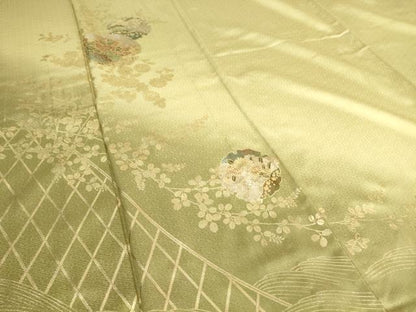 平和屋着物▽訪問着 単衣 雪輪花文 暈し染め 金彩 正絹 逸品 DAAT9949az