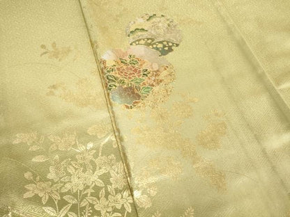平和屋着物▽訪問着 単衣 雪輪花文 暈し染め 金彩 正絹 逸品 DAAT9949az