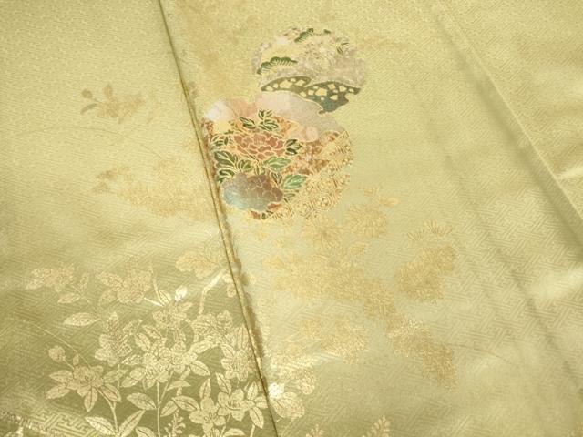 平和屋着物▽訪問着 単衣 雪輪花文 暈し染め 金彩 正絹 逸品 DAAT9949az