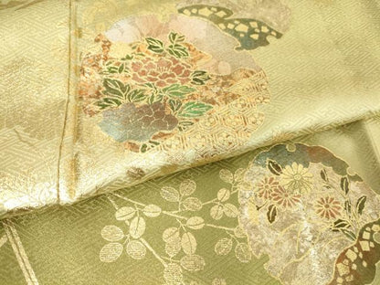 平和屋着物▽訪問着 単衣 雪輪花文 暈し染め 金彩 正絹 逸品 DAAT9949az