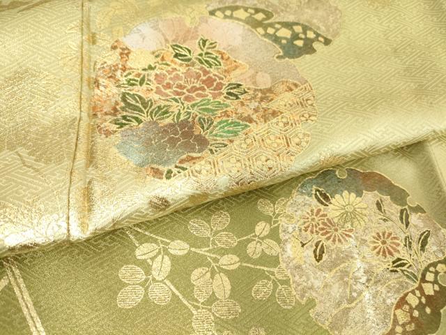 平和屋着物▽訪問着 単衣 雪輪花文 暈し染め 金彩 正絹 逸品 DAAT9949az