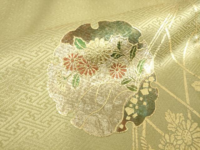 平和屋着物▽訪問着 単衣 雪輪花文 暈し染め 金彩 正絹 逸品 DAAT9949az
