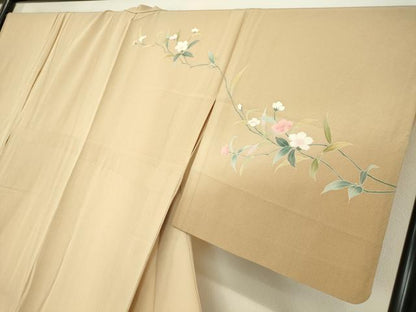 平和屋着物▽訪問着　単衣　友禅　枝花文　暈し染め　正絹　逸品　DAAT9950az