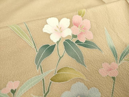 平和屋着物▽訪問着　単衣　友禅　枝花文　暈し染め　正絹　逸品　DAAT9950az