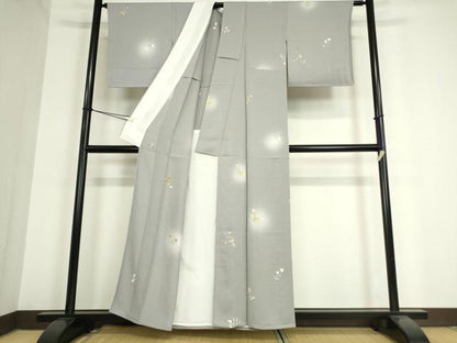 平和屋着物▽上質な小紋 単衣 草花文 蛍暈し 金彩 正絹 逸品 DAAT9951az