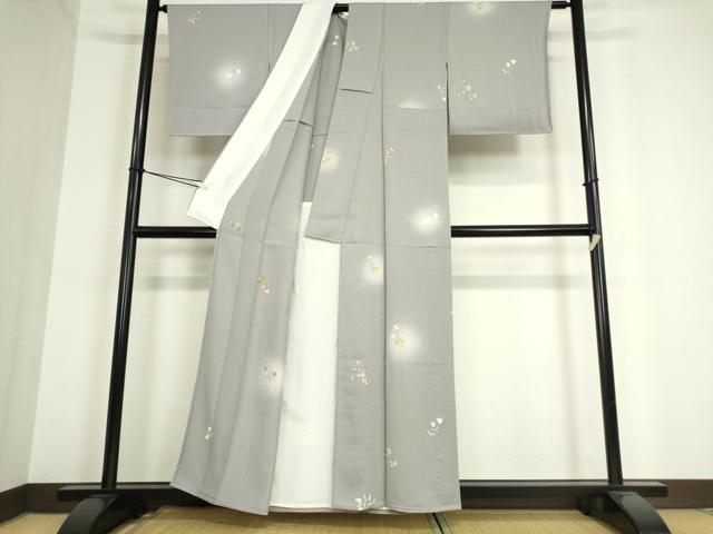 平和屋着物▽上質な小紋 単衣 草花文 蛍暈し 金彩 正絹 逸品 DAAT9951az