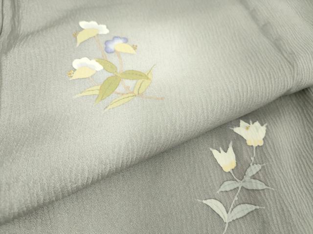 平和屋着物▽上質な小紋 単衣 草花文 蛍暈し 金彩 正絹 逸品 DAAT9951az